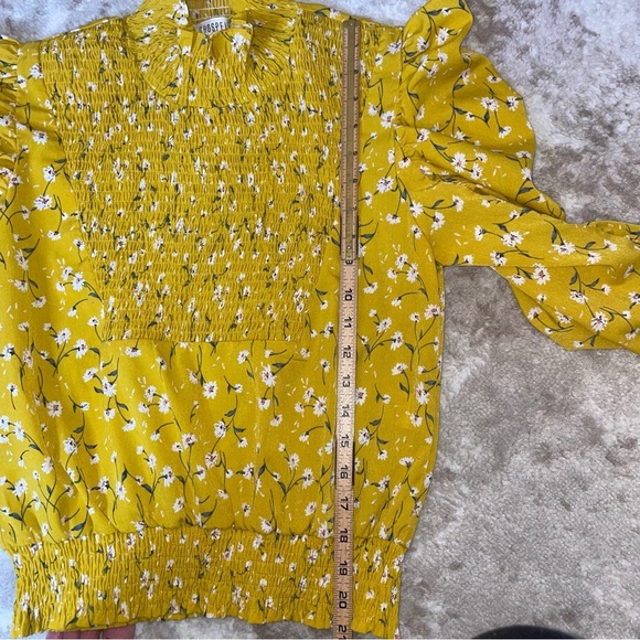 Ghospell blouse Nobody’s Fool Smocked Top Urban Outfitters Yellow floral print - Picture 7 of 11